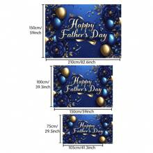 1pc Happy Father's Day Background Cloth, Polyester Luxurious Blue Rose & Balloon Design Banner, Suitable For Father's Day, Birthday Party Celebration Decoration, Multi-Size