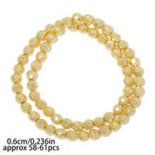 1 串 6 毫米刻面圆形赤铁矿珠子适用于手链饰品金色散珠 DIY 珠宝制作项链手工艺品配件