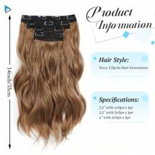 Clip In Hair Extensions, 14inch Short Wavy Curly Clip In Hair Extensions For Women 4Pcs Synthetic Beach Wavy Hair Extensions Invisible Lace Weft Hairpiece For Women - Dark Golden Blonde - 查看 2