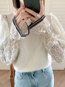 1 par de mangas de brazo de gasa con estampado de florecillas, cubiertas livianas para el brazo con protección UV para ciclismo, conducir, verano