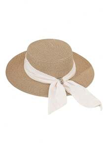 1 st. strandvakantie strohoed voor dames, brede zonnehoed met rand, opgerolde zonnehoed, zonnehoed