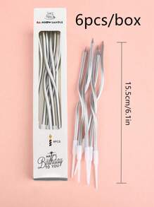 6/18/36 Piezas de velas de cumpleaños curvas, 6 piezas/caja, velas de cumpleaños curvas, decoraciones para pastel, artículos para fiestas