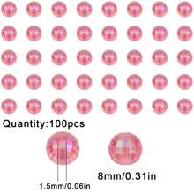 200 件 8 毫米透明 ABS 96 面圆珠，AB 涂层，适用于 DIY 手链、项链、珠宝制作，多种颜色可选