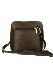 Girly Handbags Womens Small Vera Pelle Genuine Metallic Leather Handbag Rigid Cross Body Bag - Bronze - View 4