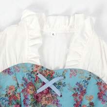 In-Stock Multicolor Renaissance Period Dress, Medieval Costume, Victorian Era Pirate Dress, Ethereal Palace Court Woven Fabric Dress Halloween - Blue - View 6