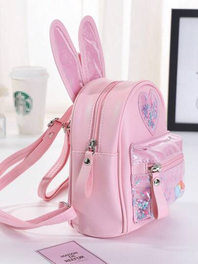 1 件儿童亮片兔子背包，迷你可爱配件，适合女孩旅行和户外使用