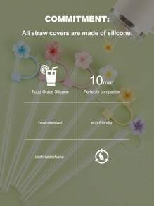 4 PIEZAS/6 PIEZAS/7 PIEZAS Tapas de silicona para sorbetes de 10 mm/0.4 pulgadas, accesorios para taza de 30/40 onzas con asa, funda para sorbete de Love Shack Fancy, tapa de sorbete con forma de flor de huevo para días festivos, tapa reutilizable para sorbete de taza