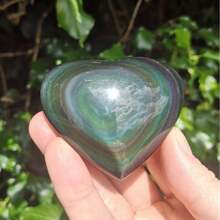 1 件独特彩虹黑曜石心形 - 抛光雕刻件 - 适合派对、家居装饰 - 节日礼物和个人收藏的首选 - 1件隨機 - 查看 7