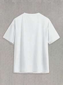 Bull Pattern Casual Versatile Simple Solid Color Round Neck Short Sleeve T-Shirt - White - View 3