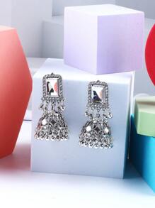 FANYINAN New Retro Korean/ Women Gold Color Glass Crystal Rhinestone Earrings, Cross-Border Jewelry