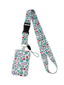 1pc ID Badge Holder Lanyard, Hard Card Case For Office Work Pass ID Card, Double-Sided Transparent Student/Doctor ID Card Holder With Keychain, Gift For Teachers, Doctors Car Accessories Bag Charm School Letter