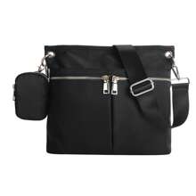 1 pieza Bolso de hombro casual para mujer, bolso bandolera cruzado de nailon resistente al agua con múltiples bolsillos, bolso de bandolera de moda