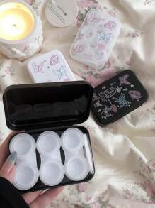 XIANG YU 三合一甜美清新蝴蝶形隐形眼镜盒，带拆卸工具，便携式防漏隐形眼镜盒套装，非常适合旅行和家庭护理盒容器浸泡和储存套件眼部隐形眼镜眼部彩色隐形眼镜化妆