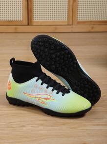 男子足球鞋高帮足球鞋户外透气运动专业钉鞋青少年男孩足球鞋男女通用 - 黃色 - 查看 2