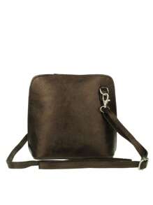 Girly Handbags Womens Small Vera Pelle Genuine Metallic Leather Handbag Rigid Cross Body Bag - Bronze - View 2