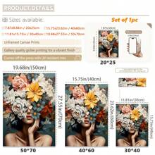 1pc, Canvas Hanging Painting, Framed Decorative Painting, Poster, Wall Art, Floral Canvas Wall Art Print, Modern Abstract Floral Oil Painting Feminine Poster For Home Decor, Spring Home Decorations Gifts Birthday Graduation