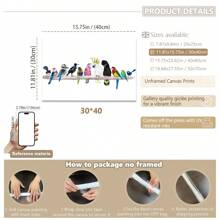 1 件，帆布挂画，带框装饰画，海报，墙壁艺术，迷人鸟类帆布艺术印刷品 - 笑翠鸟、鹦鹉和喜鹊，适用于家庭和办公室装饰 | 非常适合卧室、客厅、咖啡厅和酒吧、春季家居装饰