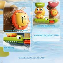 Juego de agua interactivo con patos de colores y amigos - Juguete de baño con ventosa, función de rociar y girar en naranja/verde/amarillo - Hecho de resina ABS para diversión de los talla grande pequeños, juguetes para la bañera