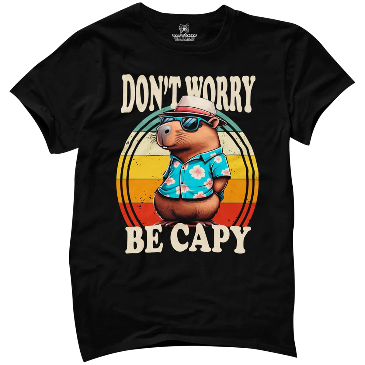 Playera Hombre diseño impreso Capibara Moda Urbana Algodón Peinado PREMIUM - Negro - Ver 1