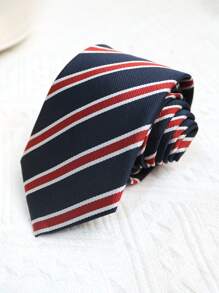 1 pièce Cravate casual à rayures en polyester pour hommes et femmes, auto-nouage