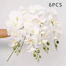 6 piezas de Flores de Orquídea Phalaenopsis Artificial, de unicolor, decoración multiusos simple y práctica