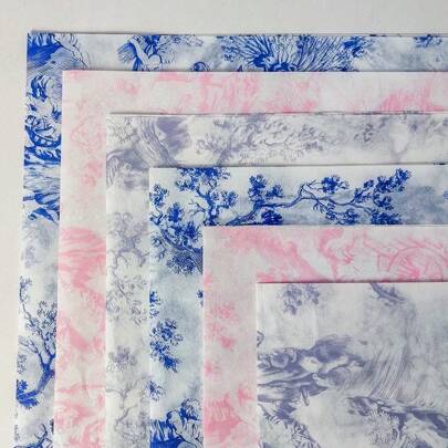 5/10pcs French Pattern Semi-Transparent Ultra- Sheer Paper Gift Wrapping, Clothing Lining, Copy Paper, Party Decorations, Gift Box Filler