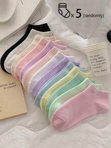 40pcs/20pcs/10pcs/6pcs/2pcs Of Women's Short Socks,Invisible Socks,White Socks,Women Socks,Cute Socks,Girls Socks, Black Socks,Cartoon Details, Guide Rail Breathable Hole Design, Moisture Wicking, Soft And Smooth, Suitable For Various Holidays, Sports, Leisure, Business And Other Daily Wear, Can Be Worn All Year Round, Color Combinations Are Random. - Multicolor - View 7