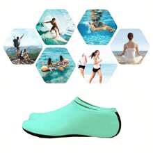 1 Pair (Lycra) Unisex Beach/Snorkeling/Diving Leg Warmers, Suitable For Adults & Kids, Swimming, Snorkeling, Diving, Anti-Slip, Breathable, Flexible, 3mm Neoprene Material, Available In Multiple Sizes And Colors - Mint Blue - View 4