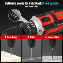 21V Cordless Drill Driver, Electric Screwdriver, 32 N.M Cordless Brushless Impact Drill Driver, Equipped With Work Light, With 2 Lithium Batteries