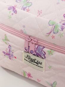 1PC/Set Light Purple Quilted Makeup Bag, Purple Butterfly Fashionable Casual Fashion Portable Makeup Bag, Multifunctional, Simple Makeup Bag, Large Capacity Storage Bag, Can Be Used For Accessories Such As Wallets, Lipsticks, Sanitary Napkins, Coins, Keys, Travel Storage Bags, Sunglasses, Suitable For Women, Girls, Teenagers, Female Students, Gifts. Drawstring Bag. Cosmetic Bag - Mauve Purple - View 7