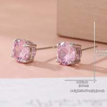 1 Pair Fashionable Pink Synthetic Zirconia Earrings, Versatile Daily & Party Jewelry For Girls, Delicate Gift For Festivals And Birthdays