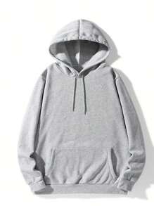 Sports Hoodie 2023 Spring And Autumn Men's And Women's Casual Hooded Pullover Sweatshirt Pure Color Sports Hoodie Sweatshirt Top - 灰色 - 查看 1