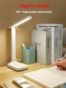1pc Foldable LED Eye-Care Desk Lamp, Adjustable Brightness With Short Touch Switch, Student Eye-Protection Desk Writing Light, Portable Foldable Desk Lamp For Bedroom, Study, Reading, Dorm, Office, No Blue Light, No Flicker, Dimmable, Dual-Axis Folding - USB Link Power Supply - View 2