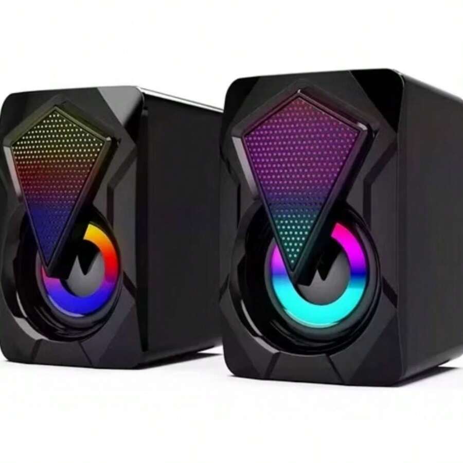 Computer Speaker Box PC Gamer Speaker RGB Cool Breathing Light - 黑色 - 查看 1