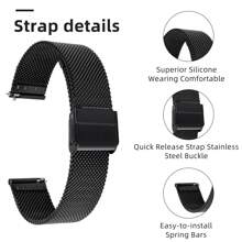 22mm Stainless Steel Mesh Watch Band For Men Women, Quick Release Mesh Watch Straps - 22mm - View 4
