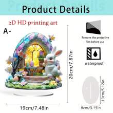 Happy Easter Colorful Rabbit 2D Acrylic Desktop Decor, Waterproof & Wear-Resistant