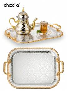 choxila 1 vassoio con manico, texture floreale di alta qualità, bordo dorato, vassoio per spuntino e saucer per il pomeriggio, portacandele, vassoio per set da caffè, vassoio portaoggetti, vassoio per apparecchiare la tavola, utensili da caffè o gioielli, adatto per hotel, pomeriggio del tè, feste, soggiorno, ufficio