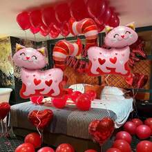 1/10 件猫心形铝箔气球套装，适用于婚礼场景装饰、派对装饰、订婚、周年纪念、母亲节、毕业典礼 - 彩色 - 查看 5