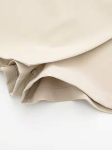 Women's Fashionable And Elegant Solid Color Side Zipper Cross Culottes - Khaki - View 11