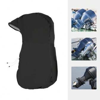 Outboard Boat Motor Cover Engine Cover Black Waterproof Boat Motor Cover, 600D Oxford Cloth, Fits 15-20 H P