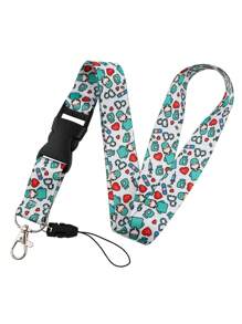 1pc ID Badge Holder Lanyard, Hard Card Case For Office Work Pass ID Card, Double-Sided Transparent Student/Doctor ID Card Holder With Keychain, Gift For Teachers, Doctors Car Accessories Bag Charm School Letter