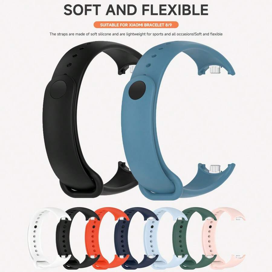 硅胶表带兼容小米 Mi Band 9 8 表带 NFC 运动橡胶手环腕带兼容小米智能手环 8 配件 - Xiaomi Mi Band 9/8 - 查看 1