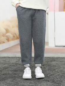 Pantalones deportivos holgados de color liso versátiles, pantalones casuales sueltos para niñas y niños bebés, pantalones de estilo coreano, pantalones de niña joven