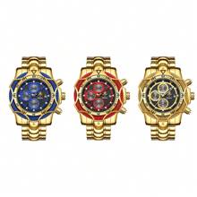 YaLaLuSi 1 pièce de la marque YaLaLuSi Montre-bracelet de luxe dorée personnalisée de grande taille pour femmes. Conception unique à trois cercles avec affichage du calendrier, du jour de la semaine et d'autres fonctions multi. Cadran à aiguilles et échelle. Boîtier de haute qualité, couleur vive et look dominant. Convient pour le travail, l'école, les fêtes, les , les sports et autres occasions. Cadeau polyvalent original, cadeau de vacances ou d'anniversaire pour la famille, les amis et les camarades de classe