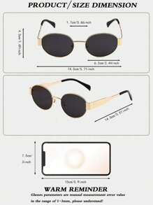 2pcs/1pc Set Women Metal Frame Oval Fashionable Eyeglasses, Unisex Metal Frame Fashion Eyeglasses, INS Retro Street Style Eyeglasses With Travel Beach Accessories, Suitable For Daily Use And Outdoor Activities For Summer Beach Vacation,Outdoor,Travel