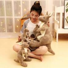 Creative Simulation Kawaii Realistic Easter Egg Bunny, Mother And Child Kangaroo Stuffed Toy Fun Simulation Animal Stuffed Doll Toys Can Be Placed In The Egg Bunny Soft Stuffed Stuffed Doll Decoration For Children's Room, Cute Stuffed Doll Bunny Suitable For Birthday Party Decoration, Christmas, Halloween, Thanksgiving Throw Pillows