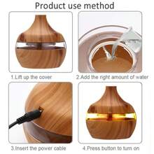 Humidificador con activación táctil USB, de madera blanca - Adecuado para habitaciones y oficinas, color madera, máquina de aromaterapia, humidificador de niebla fría, ultra silencioso, 7 tipos de luces LED, humidificador anti sequedad para el hogar y dormitorio, regalo que añade confort y moda a tu hogar