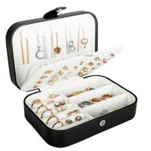 Travel Jewelry Box, PU Leather Small Jewelry Organizer For Women Girls, Portable Mini Travel Case Display Storage Holder Boxes For Stud Earrings, Rings, Necklaces, Bracelets