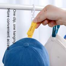 5pcs Multi-Purpose Clothespins With Hooks - Ideal For Drying And Storage Socks, Hats & Towels - Clothes Pins