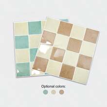 5/15pcs 10.5 Inch * 10.5 Inch 3d Checkerboard Grid Shape Drip Adhesive Self Adhesive Wall Sticker, Kitchen Tile Self Adhesive Backsplash, Waterproof Oil And Splash Resistant Suitable For Kitchen, Bathroom, Wall Home Improvement Decoration Multi-Color Available! - Mint Green - View 3
